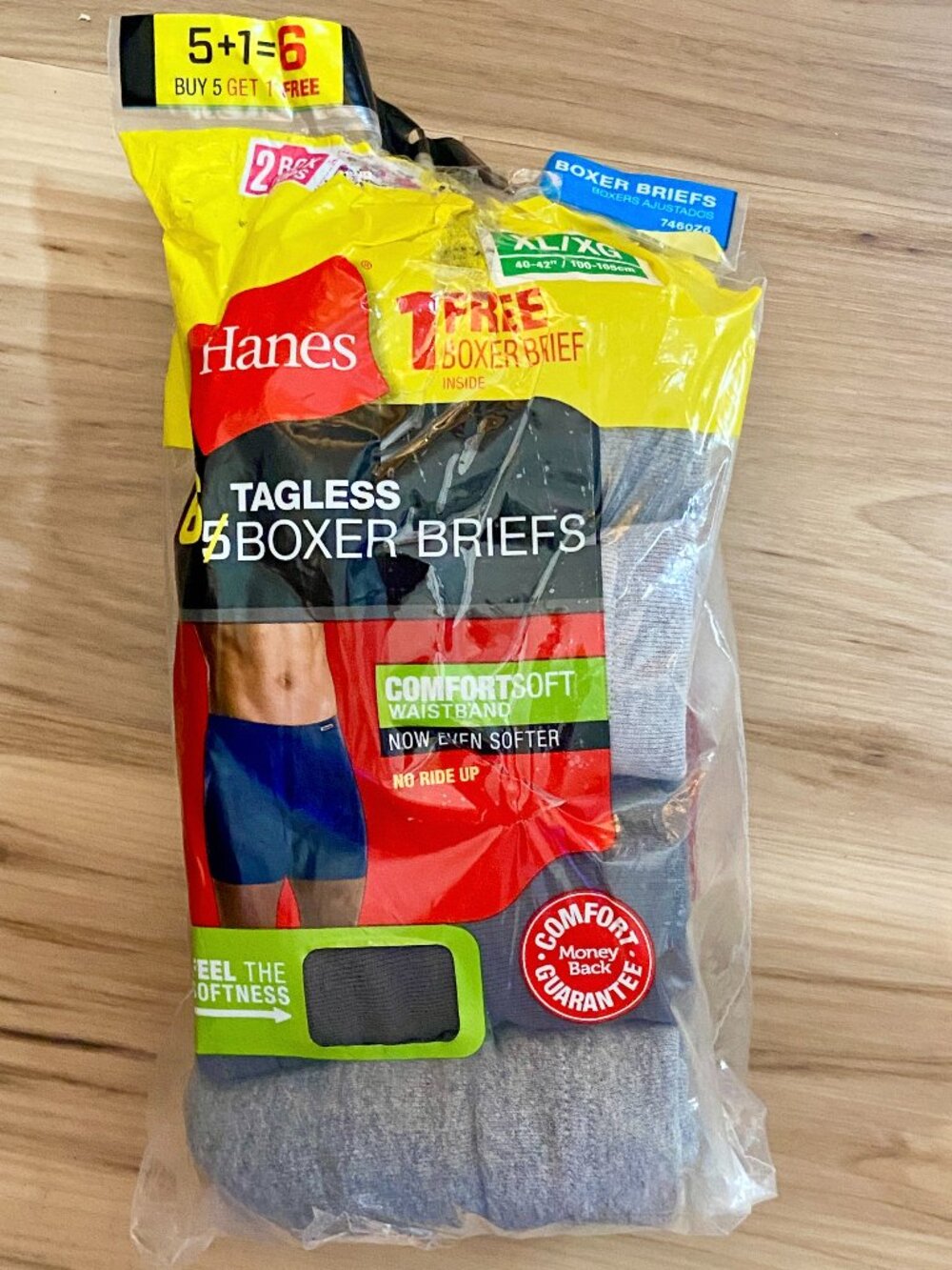 5-Pack HANES Men's XL Tagless Boxer Briefs Gray Black 2014 40 - 42"